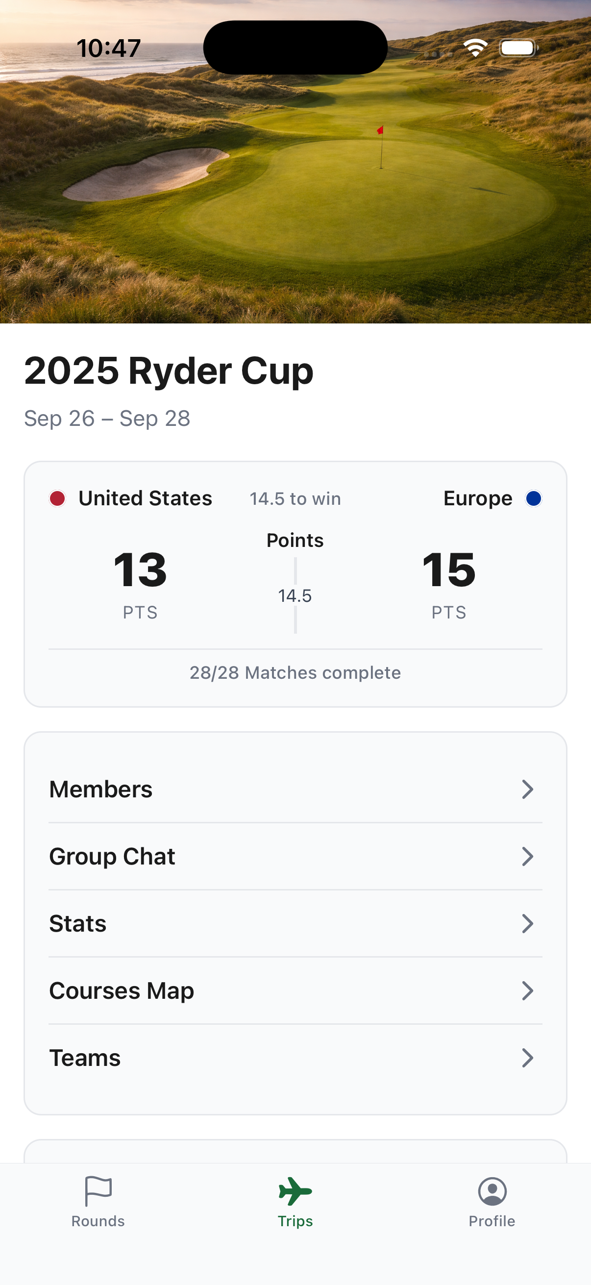 Trip overview screen